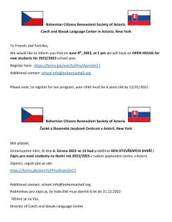 Czech and Slovak Language Center in Astoria, New York - Open House 2022.
