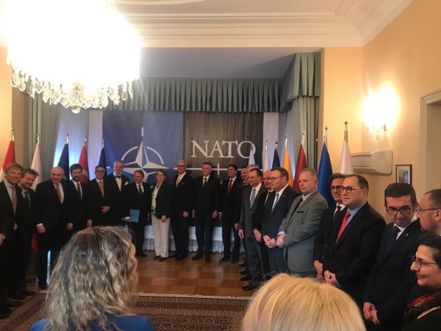 An event to mark the anniversaries of NATO enlargements 1999 and 2004 was co-hosted by 10 NATO member states' ambassadors at the Czech residence
